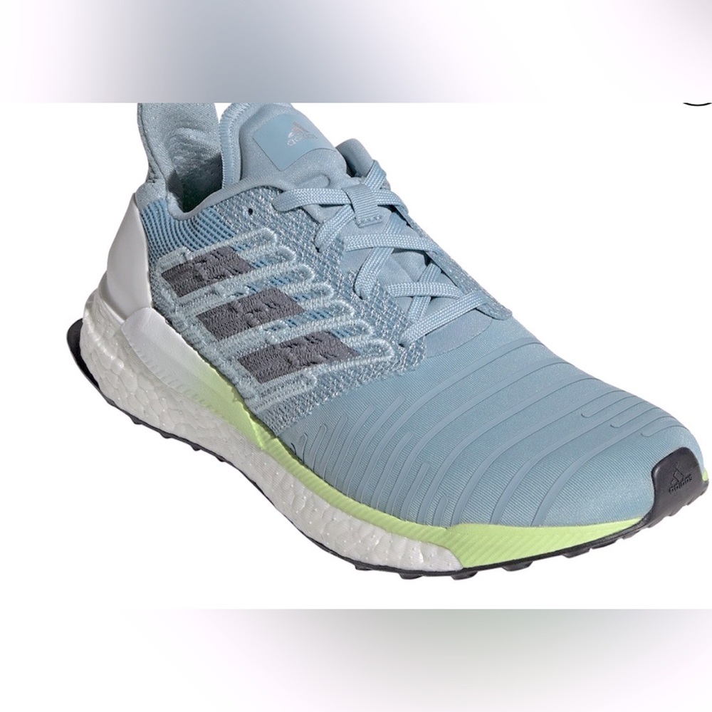 Men’s Adidas solar Boost running shoes. Size 8.5 blue and some green color.